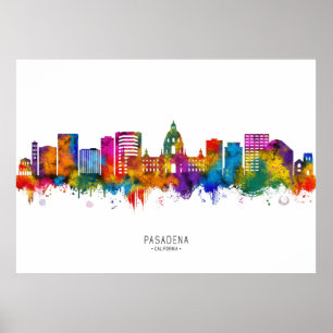 Pasadena California Skyline Poster