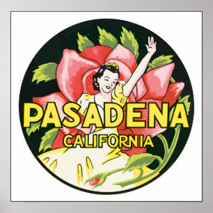 Pasadena California, Vintag Poster