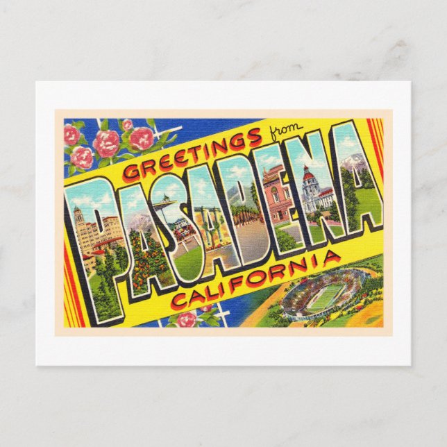 Pasadena California Vintager Großbuchstabe Postkar Postkarte (Vorderseite)