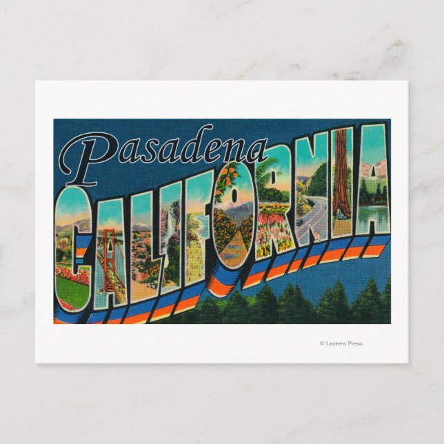 Pasadena, Kalifornien - Große Briefszenen Postkarte (Vorderseite)