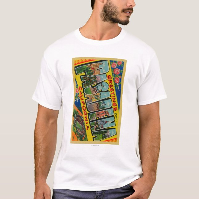 Pasadena, Kalifornien - große Buchstabe-Szenen T-Shirt (Vorderseite)