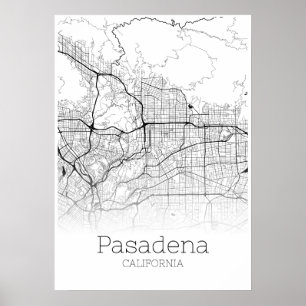 Pasadena-Karte - Kalifornien - Stadt-Karten-Plakat Poster