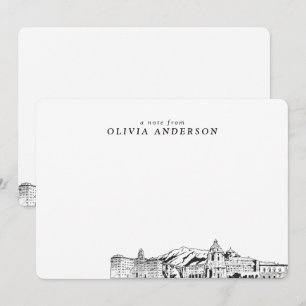 Pasadena Skyline Sketch Personalisierte Mitteilung Mitteilungskarte