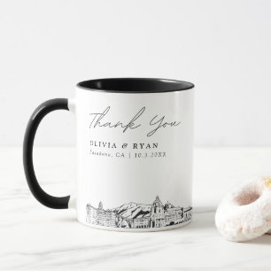 Pasadena Skyline Sketch Simple Custom Wedding Tass Tasse