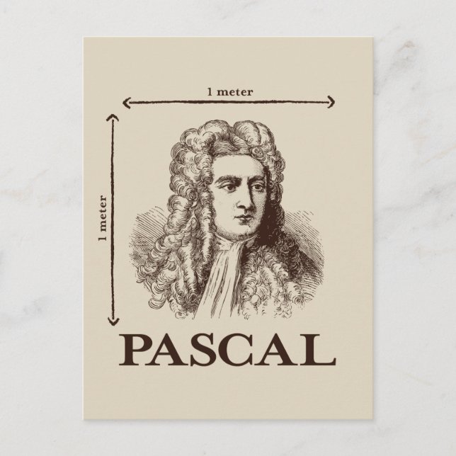 Pascal = 1 Newton pro Quadratmeter Mathematik-Witz Postkarte (Vorderseite)