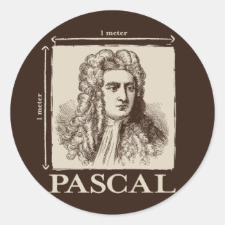 Pascal = 1 Newton pro Quadratmeter Mathematik-Witz Runder Aufkleber