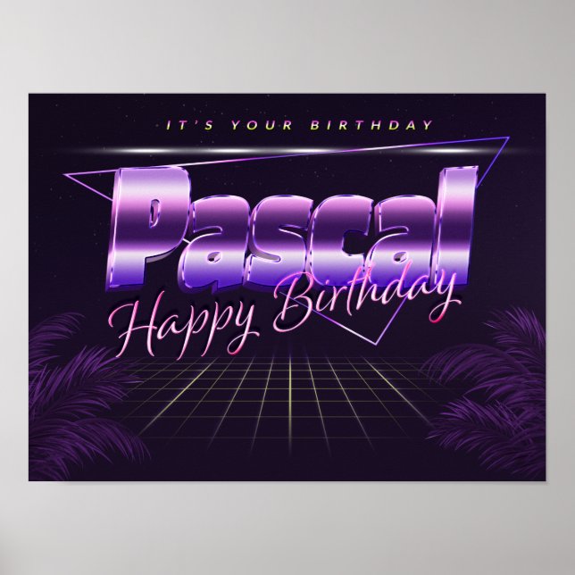 Pascal Name Vorname lila retro Poster Geburtstag (Vorne)