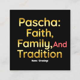 Pascha Faith Family and Tradition Christian Easter Quadratische Visitenkarte
