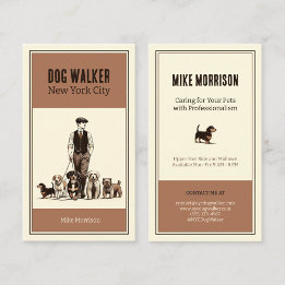 paseador de perros mascotas vintage años 1920 visitenkarte