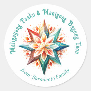 Paskong Pinoy Parol Christmas Runder Aufkleber