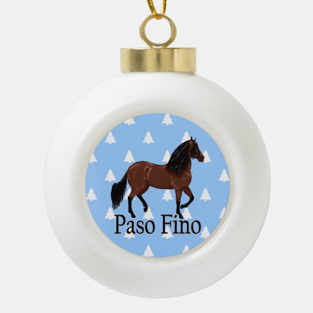 Paso Fino Bay Horse Weiße Weihnachtsbaumen Keramik Kugel-Ornament (Vorderseite)