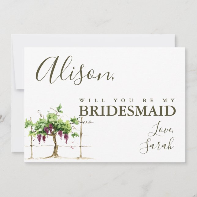 Paso Robles Bridesmaid Vorschlagskarte Einladung (Vorderseite)