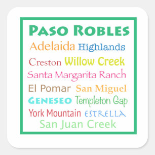 Paso Robles Bunt Quadratischer Aufkleber