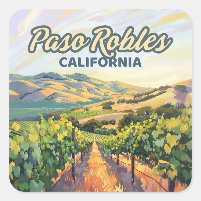 Paso Robles California Quadratischer Aufkleber (Vorderseite)