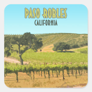 Paso Robles California Weinberg Vintag Quadratischer Aufkleber