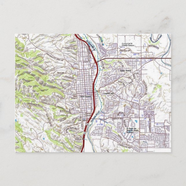 Paso Robles, Kalifornien Karte (Vorderseite)