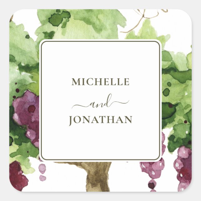 Paso Robles Weinkeller Weinkeller Hochzeit Umschla Quadratischer Aufkleber (Vorderseite)
