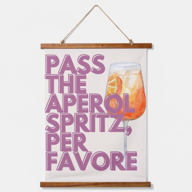 Pass auf Aperol Spritz Print | Italienischer Cockt Wandteppich Mit Holzrahmen (Vorderseite)