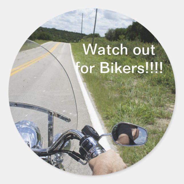 Pass auf Biker auf Runder Aufkleber (Vorderseite)