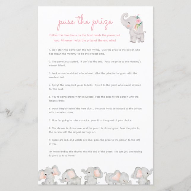 Pass auf das Baby Duwer Game - Pink Elephant (Vorderseite)