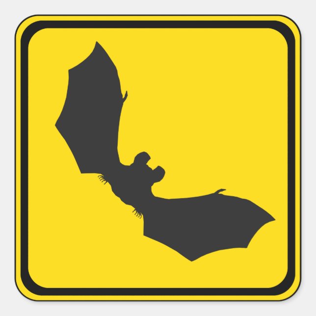 Pass auf! Fledermäuse! Quadratischer Aufkleber (Vorderseite)
