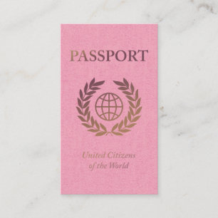 Pass Gold und Rosa mit Links zu sozialen Medien Visitenkarte
