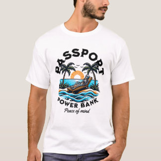 Pass, Powerbank, Seelenfrieden, weißer T - Shirt