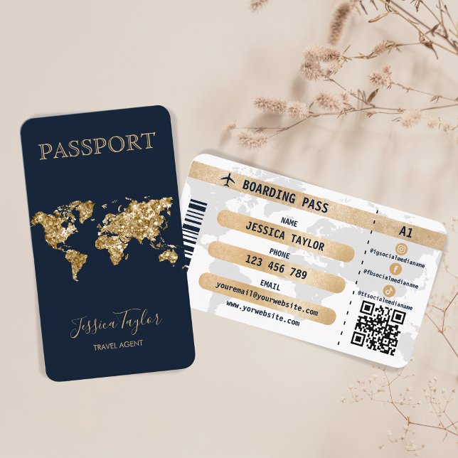 Pass Reisen Makeup World Map Boarding Pass Visitenkarte (Von Creator hochgeladen)