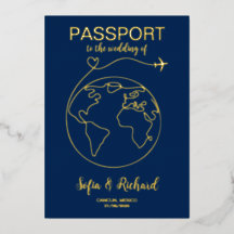 Pass Wedding Destination Gold Foil Weltkarte