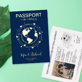 Pass Wedding Destination Gold Foil Weltkarte Folieneinladung