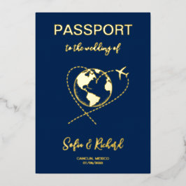 Pass Wedding Destination Gold Weltkarte Film I Folieneinladung