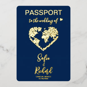 Pass Wedding Destination World Map QR Code Folieneinladung