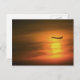 Passagierjet bei Sonnenuntergang, auf der Strecke  Postkarte (Vorne/Hinten)