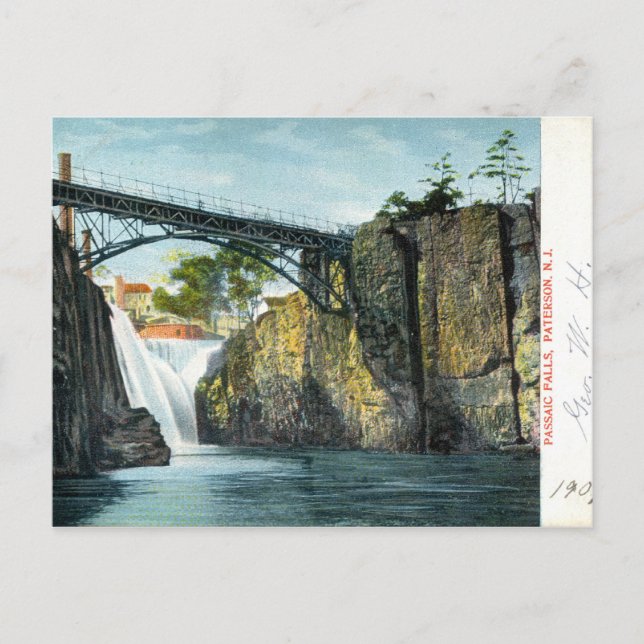Passaic Falls, Paterson NJ 1907 Vintag Postkarte (Vorderseite)
