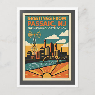 Passaic NJ Retro-Reise – Buntes 1930er Jahre Postkarte