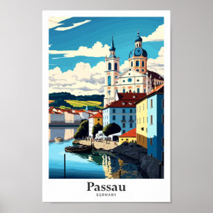 Passau Deutschland Reisen Kunst Vintage Illustrati Poster