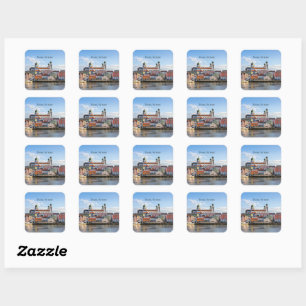 Passau, Deutschland Stadtbild Fotografie Quadratischer Aufkleber
