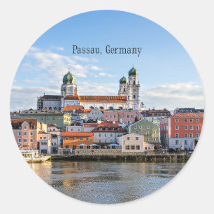 Passau, Deutschland Stadtbild Runder Aufkleber