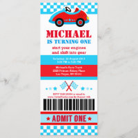 Passe-billets Voiture de course Invitation de fête