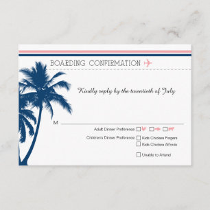 Passe d'embarquement RSVP Marine Bleu et rose pâle