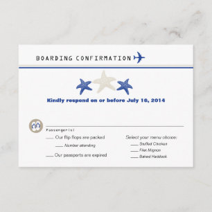 Passe d'embarquement Tan Royal Blue Starfish RSVP