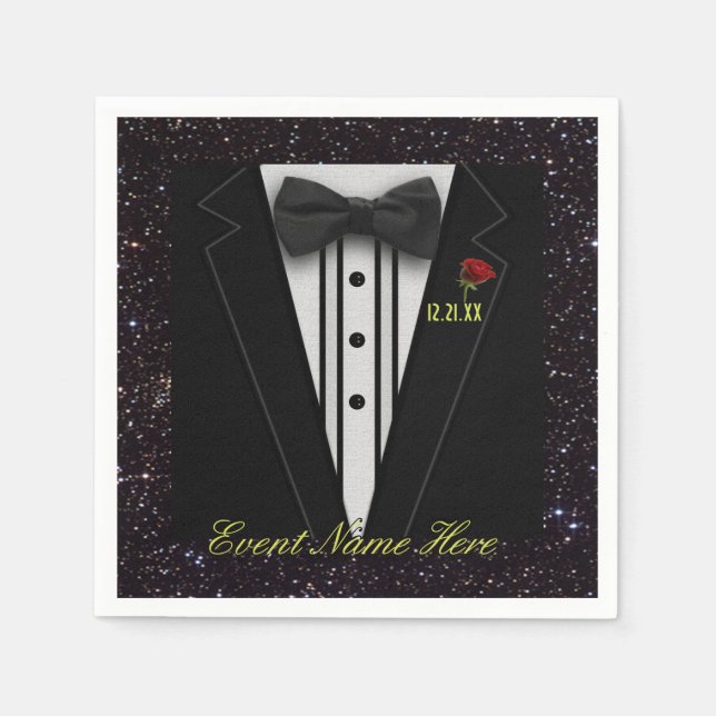 Passen Sie Black Tuxedo und Night Sky an Serviette (Vorderseite)