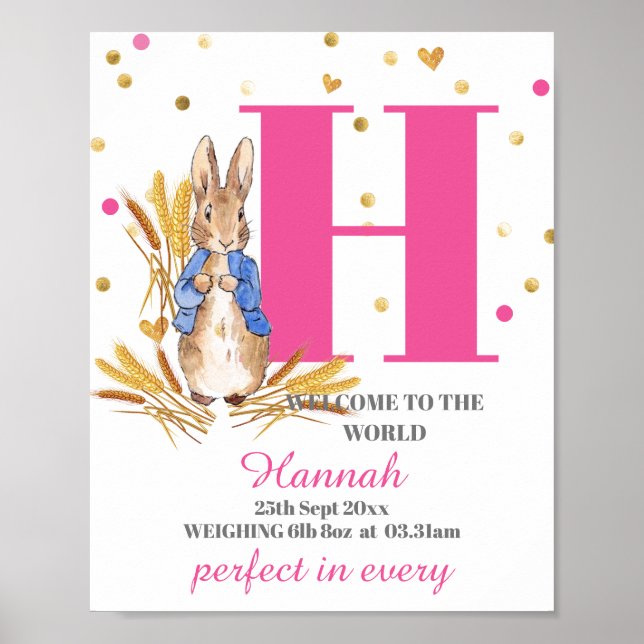 Passen Sie das Baby Girl Birth Poster an (Vorne)