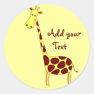 Passen Sie es an! Niedliches Giraffendesign Runder Aufkleber