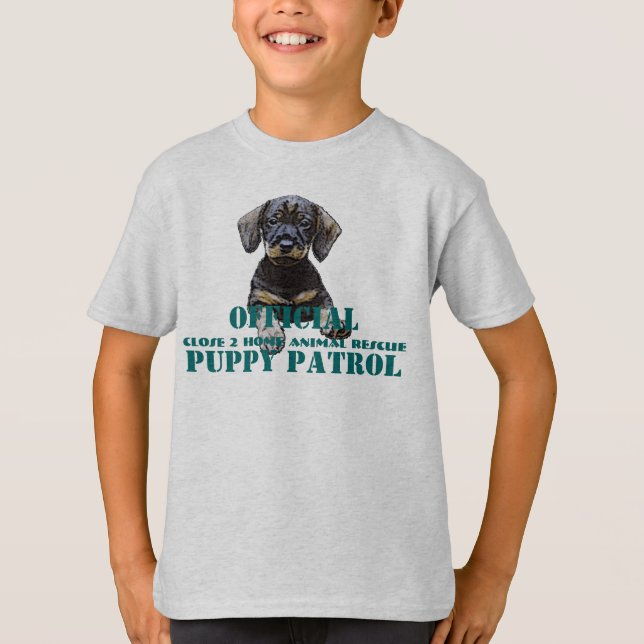 Passen Sie heraus, der Welpe auf, den Patrouille T-Shirt (Vorderseite)