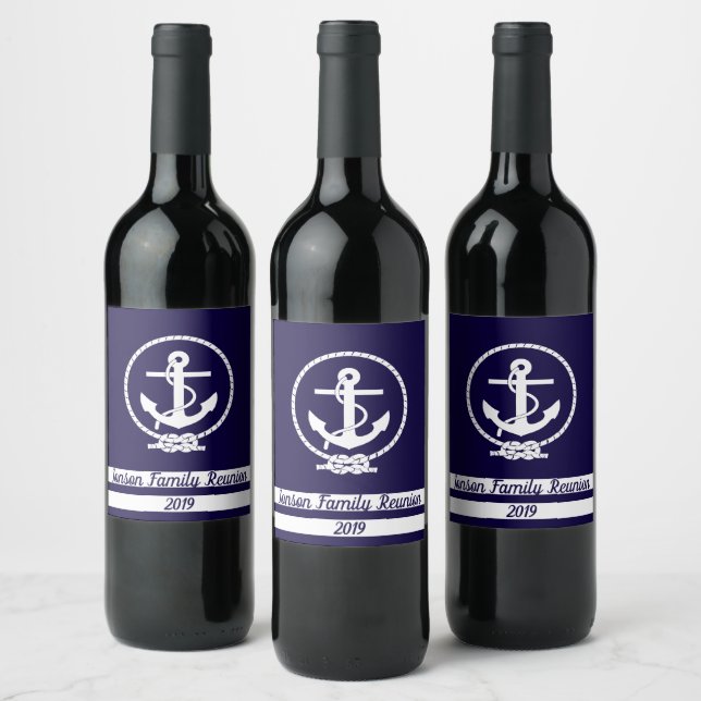 Passen Sie Ihr eigenes stilvolles Elegant Nautical Weinetikett (Flaschen)
