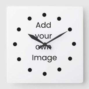 Passen Sie Ihre eigene (schwarze Punkte) Wall-Uhr  Quadratische Wanduhr