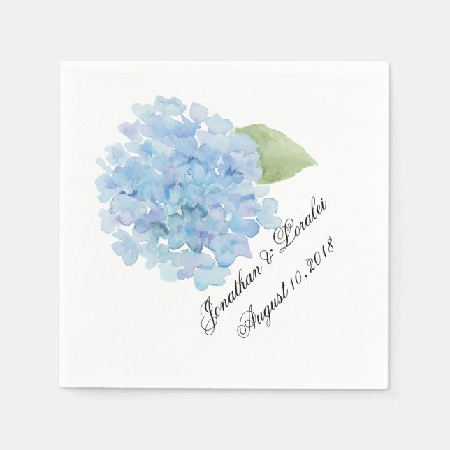 Passen Sie Ihre Hochzeitsnapkins Blue Hydrangea an Serviette (Vorderseite)