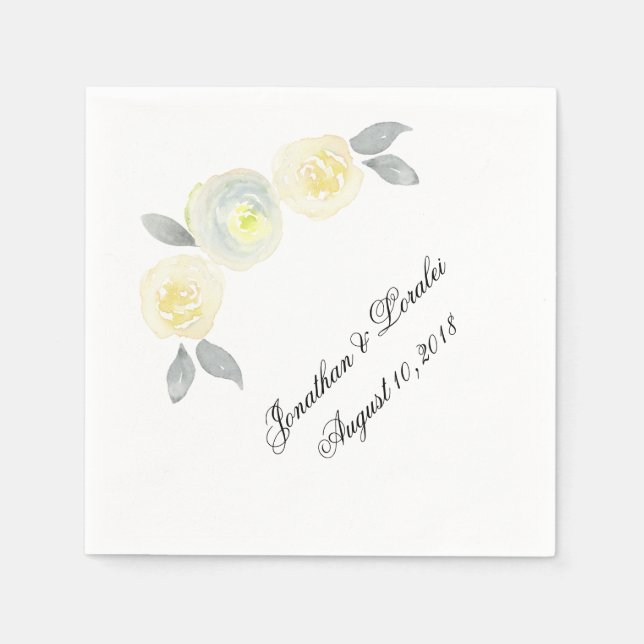 Passen Sie Ihre Hochzeitsnapkins Gelbe Blüte an Serviette (Vorderseite)