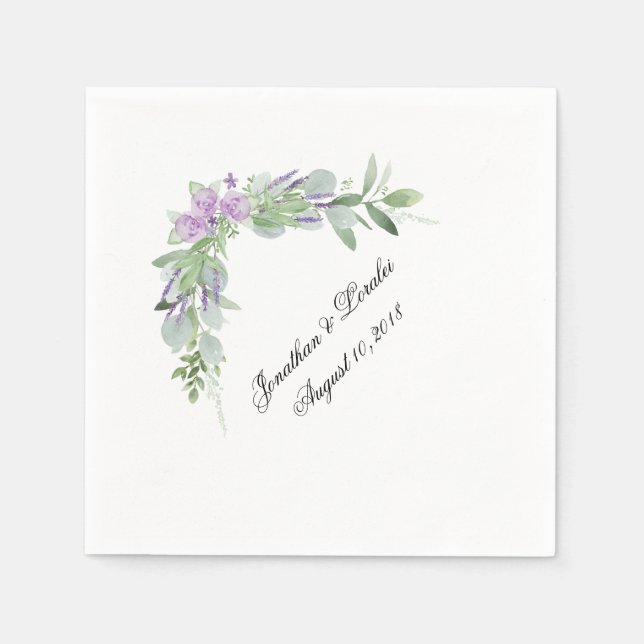 Passen Sie Ihre Hochzeitsnapkins Grüne & Lavendel  Serviette (Vorderseite)